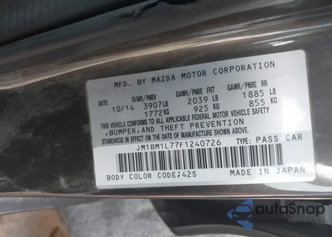 2015 Mazda Mazda3 I Touring из США, поврежденный, VIN JM1BM1L77F1240726